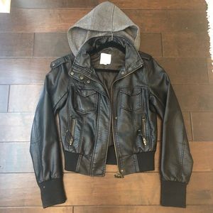 Thread & Supply faux leather hooded jacket - small